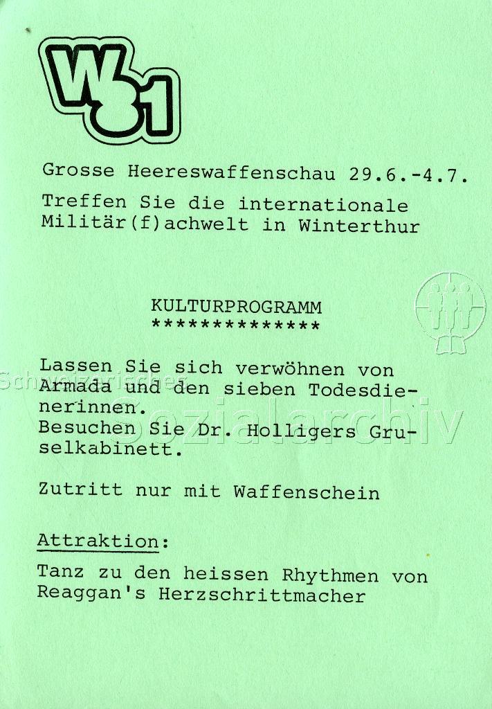 Flugblatt zur W81 / Quelle: Schweizer Sozialarchiv